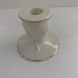 Vintage Lenox China Candle Taper  Holder Embossed Flower Gold Edging